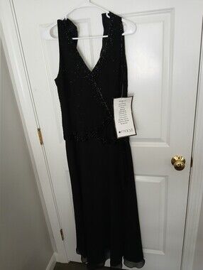J Kara Black Sequin V-Neck Prom Dress